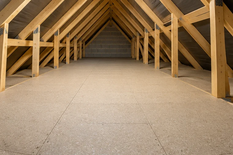 Illustrative raised loft boarding on a timber trussed roof space