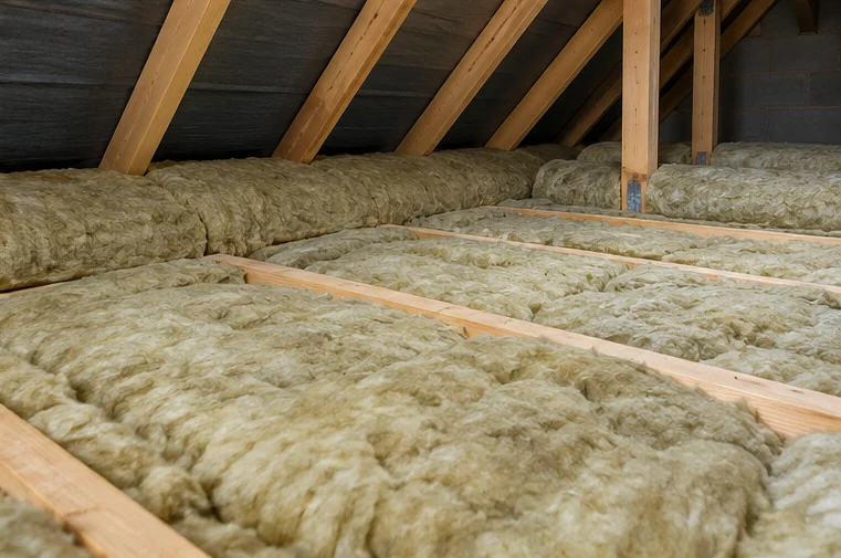 Illustrative mineral wool insulation between loft ceiling joists